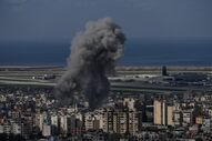 Imagens de ataques israelitas em Beirute, Líbano