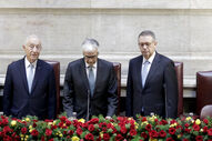 Marcelo Rebelo de Sousa, José Pedro Aguiar-Branco e António José Seguro poucos momentos antes do juramento
