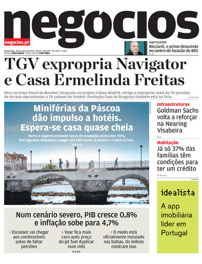 Primeira página do Negócios de 26 de março de 2026