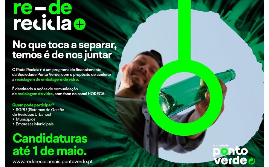 Candidaturas ao Rede Recicla+ para acelerar a reciclagem de embalagens de vidro até 1 de maio