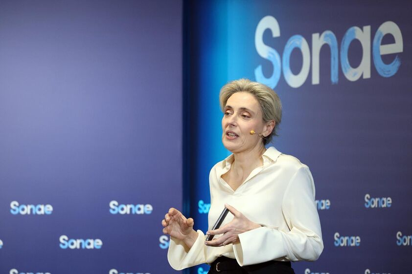 Cláudia Azevedo na apresentação de resultados da Sonae