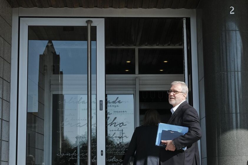 Mário Mourão, líder da UGT, à entrada da reunião com o Governo e as confederações patronais.