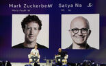 Mark Zuckerberg (à esquerda) e Satya Nadella.