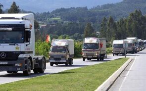 Camionistas em protesto contra o aumento dos combustíveis em 2008.