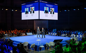Carlos Lacerda e Nuno Saramago na sessão de abertura do SAP Connect Day Portugal.