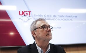 O secretário-geral da União Geral de Trabalhadores (UGT), Mário Mourão à chegada da reunião.