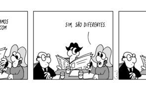 Cartoon sobre a mistura de política energética e fiscal.
