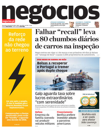 Primeira página do Negócios de 28 de abril de 2026