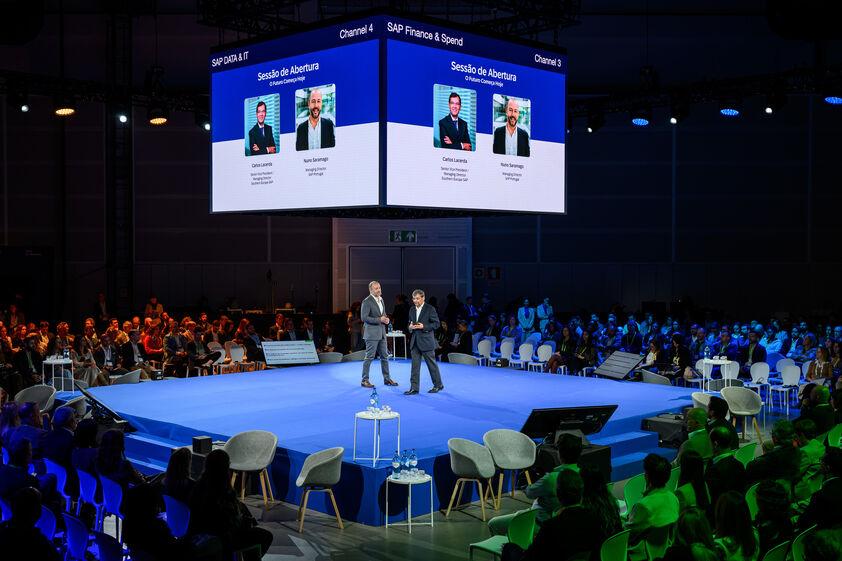 Carlos Lacerda e Nuno Saramago na sessão de abertura do SAP Connect Day Portugal.
