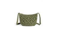 Bolsa verde de ombro com padrão macramé