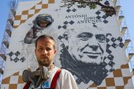Artista urbano Edis One criou mural gigante de António Lobo Antunes