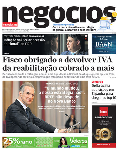 Primeira página do Negócios de 4 de maio de 2026