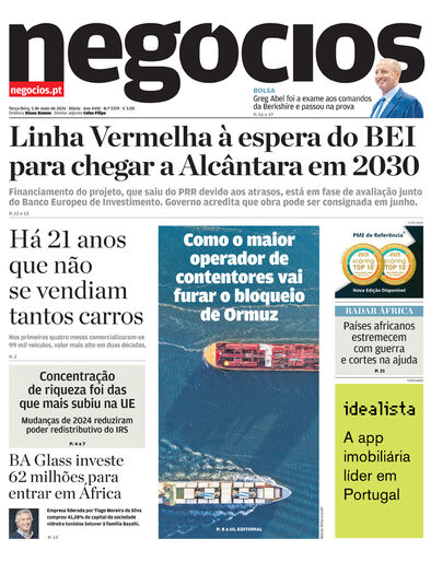 Primeira página do Negócios de 5 de maio de 2026