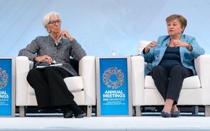 Christine Lagarde lidera o BCE e Kristalina Georgieva dirige o FMI. 