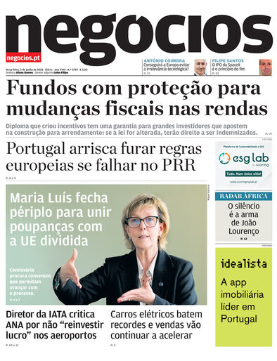 Primeira página do Negócios de 2 de junho de 2026