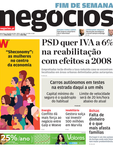 Primeira página do Negócios de 5 de junho de 2026