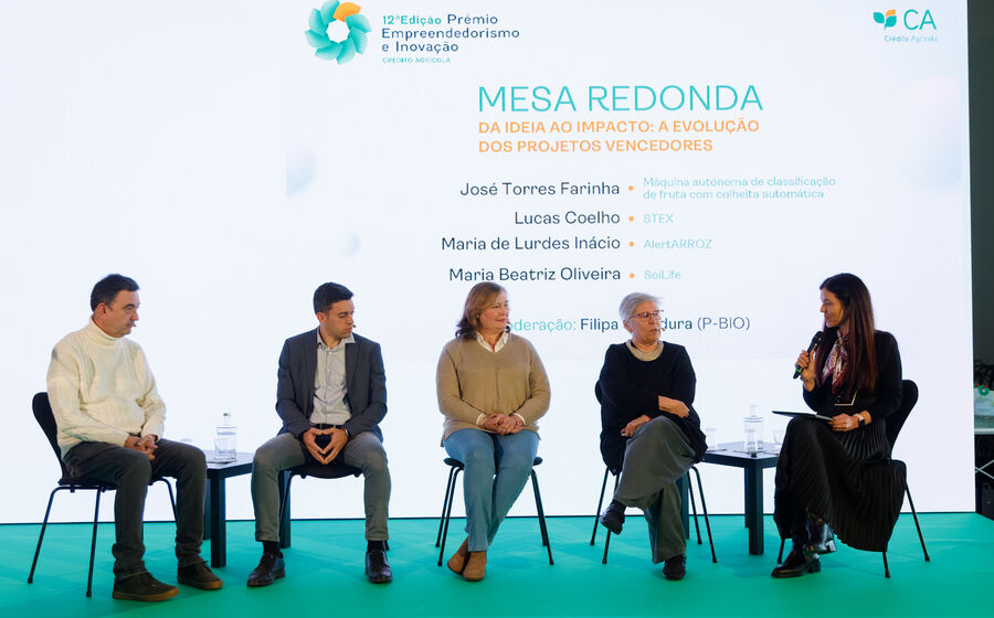 Os vencedores da edição do ano passado do Prémio Empreendedorismo e Inovação Crédito Agrícola participaram na mesa-redonda “Da ideia ao impacto”.