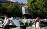 'Acampada' no Rossio, em Lisboa, contra a crise na habitação.