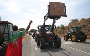 Foto de arquivo de um protesto de agricultores