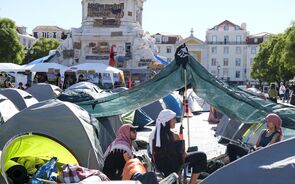Acampada no Rossio, em Lisboa, contra a crise na habitação