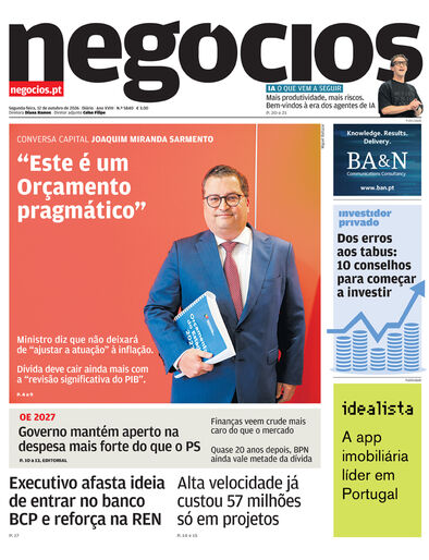 Primeira página do Negócios de 12 de outubro de 2026