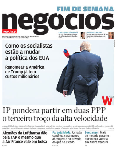 Primeira página do Negócios de 16 de outubro de 2026